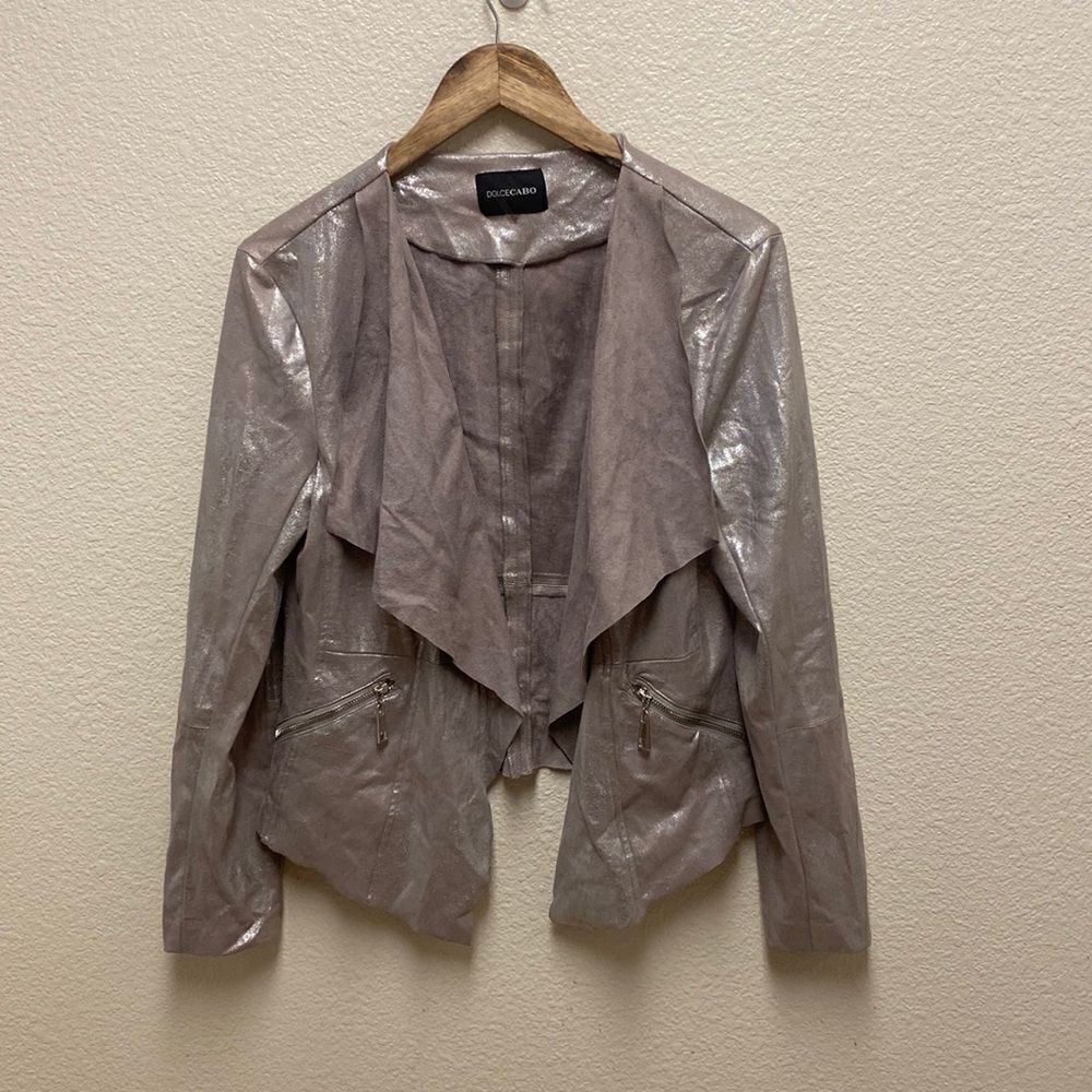 Dolce Cabo Faux Suede Open Front Drape Jacket XS